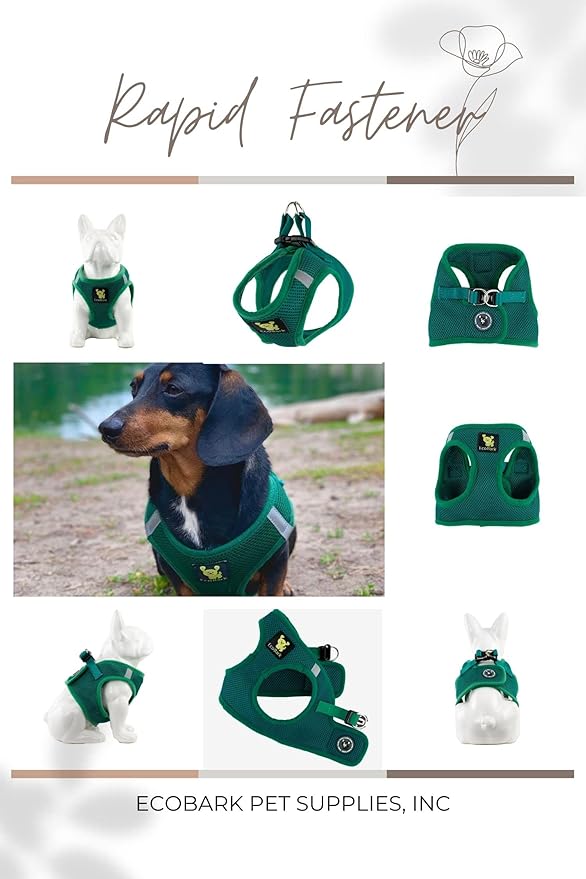 EcoBark Step in Dog Harness Reflective Soft Ultra Padded Mesh Dog Harnesses for XXS, XS, Small, and Medium Dogs Eco-Friendly Comfort Secure Halter No Pull Adjustable Pet Vest