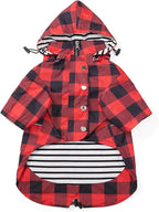 Dog rain Coat Waterproof Raincoat Puppy Jacket with Legs Buttons Zipper Hood Drawstring Fit for Yorkie Terrier Schnauzer Poodle Border Collie Labrador Golden Retriever 8lbs to 80lbs Red XXL