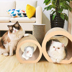 3-in-1 Reversible Cat Scratching Mat - Cardboard Scratcher Board with Cat Tunnel Bed, Kitten Scratch Pad for Indoor Cats Play, Rest, Scratch