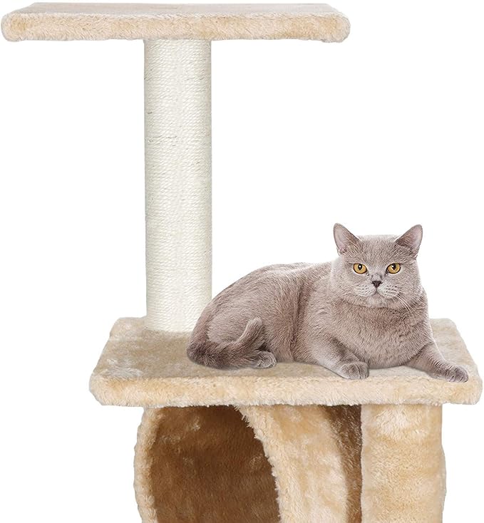 36 Inches Cat Activity Tree Tower Cat House Furniture with Condos Platform Tunnel Scratching Posts for Kittens Multi-Level