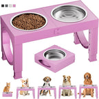 XIAZ Elevated Dog Bowls Large Breed Raised Dogs Bowl Stand Large/Medium Sized Dog Stainless Steel Food Water Bowl Stands 5 Heights Adjustable 9/11/12/14in Pet Feeder Dish Station