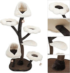Tall Modern Cat Tree - 64 Inch Multi-Level Cat Tower with Resting Platforms & Scratching Posts for Large & Small Cats Climbing Flower Shaped Kitten Activity Center Playground