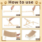 Juexica Sisal Cat Scratcher Bed for Indoor Cats, Small Natural Wood Cat Lounge Hammock, Modern Foldable Scratching Chair, Space-Saving Furniture for Kittens & Small Cats