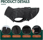 Kuoser Dog Jacket Warm Fleece Lined Dog Coats for Small Dogs, Waterproof Pet Coat Reflective Puppy Snowsuit with Harness Hole for Cold Weather Walking Hiking, Quilted Dogs Winter Vest, Grey, S