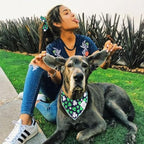 E-Clover St Patrick Dog Bandana Boy & Matching Scrunchie Set Shamrock Lucky Dog Bandanas Scarf with Bow Hair Ties for Small Puppy Dogs Pet Owner Mom Green Spring