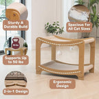 AIXINPET Two-Level Sisal Cat Scratcher Bed - Sturdy Cat Scratching Post with Scratch Pad&Hammock Bed, Comfortable Cats Bed for Indoor Kittens&Adult Cats -Sturdy Wooden Frame,Protect Furniture