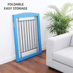 ZJSF Freestanding Dog Fence Indoor, Foldable Dog Gate for Doorways, Stairs or Hallways, Sturdy Wood Extra Wide Pet Gate with Support Feet for The House, Blue, 32 "Height-2 Panels