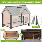 GUTINNEEN Heated Dog House for Large Dogs Outdoor Insulated Dog Kennel with Heater for Winter,All-Around Strong Iron Frame