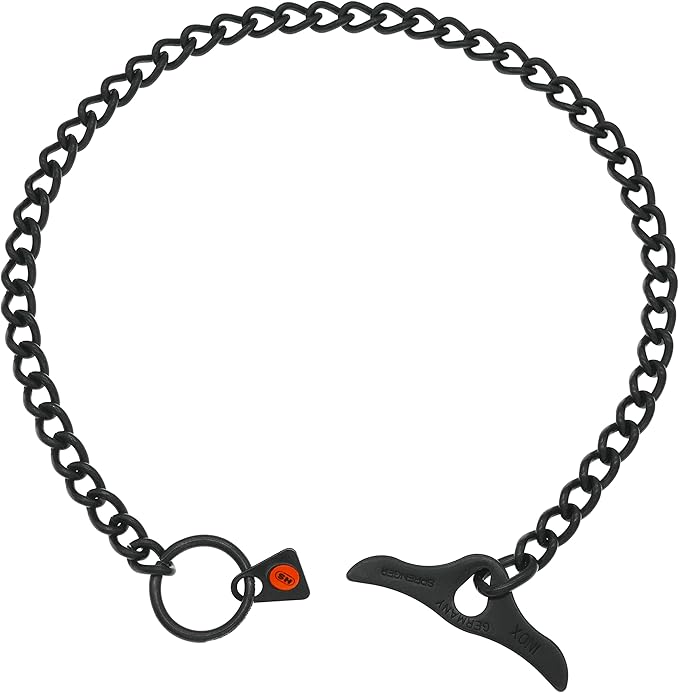 Herm Sprenger Black Stainless Steel Dog Training Collar with Toggle and Round Links Dog Chain for Small Medium Large Dogs Made in Germany (24in (Neck Size up to 22in))