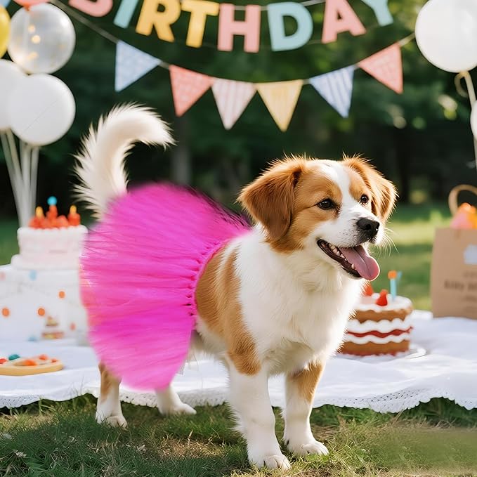 2 Pcs Dog Tutu Dress with Pearl Crown for Small Medium Pet Cat Dog Halloween Costume Dress for Ballet Birthday Party Wedding Photo Prop
