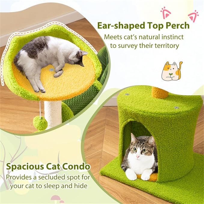 Palm Tree Cat Tower – 22 lbs Capacity, Scratching Posts & Self-Groomer