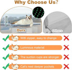 Glow in The Dark Cat Window Perch, Large Foldable Hammock Bed with 4 Strong Suction Cups and Warm Soft Zipper Removable Cushion for Indoor Cats (Stars)