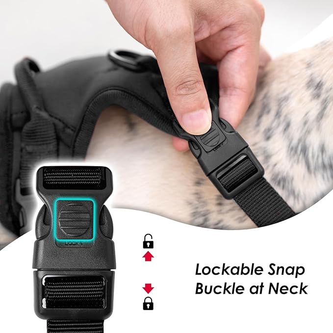 No Pull Dog Harness, Puppy Vest with Front Clip for Small Medium Large Sized Dog(Black,S)