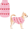 KOOLTAIL Valentine's Day Dog Sweater Turtleneck, Cold Weather Pullover Classic Knitwear, Heart Pattern Thick Warm Winter Pet Clothes, Cable Knit Sweater for Small Medium Large Dogs Girl Boy, Pink S