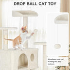 81" Multi-Level Cat Tree Tower with Scratching Posts - Space-Saving Design for Indoor Kittens Toys & Condo, Compact Floor Footprint & Vertical Space for Multi-Cat Homes-Beige