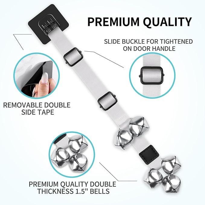 COOYOO 2 Pack Dog Doorbells, Adjustable Potty Training Dog Bells, Upgraded for Training Your Puppy The Easy Way, Premium Quality Housetraining Hanging Bell-5 Extra Large Loud 1.5 DoorBells