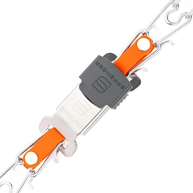 Herm Sprenger Chrome Plated Steel Dog Collar with Quick Release ClicLock Buckle O-Ring Biothane Insert Training Collar Made in Germany (Hunter Orange, 16in x 2.25mm(Neck Size up to 13-14in))