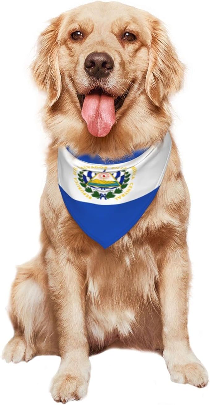 Dog Bandanas Flag of El Salvador Pet Bandana Scarf Triangle Bibs Kerchief Accessories for Dogs Cats