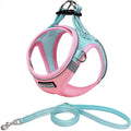 Mercano Soft Mesh Dog Harness and Leash Set, No-Chock Step-in Reflective Breathable Lightweight Easy Walk Vest Harnesses with Safety Buckle for Small Dogs, Cats (XXS, Pink Blue)