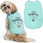 Parisian Pet Dog Shirt – 100% Cotton Shirts for Medium Dogs – Blue Sleeveless Puppy Clothes – Lightweight and Breathable Dog Birthday Shirt – Boy Dogs Clothes - Stretchy Pet T Shirts