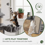 IMUsee 68 Inches Multi-Level Large Cat Tree for Large Kitties/Big Cat Tower with Condo/Cozy Plush Perches/Sisal Scratching Posts and Hammocks/ ‌Feline Activity Center Play House/Grey