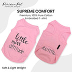 Parisian Pet Dog Shirt – 100% Cotton Shirts for Large Dogs – Sleeveless Miss Attitude Pink Puppy Clothes – Breathable and Soft Girl Dog Clothes - Stretchy Pet Apparel - Summer Tshirts for Dogs