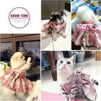 PETCARE Plaid Dog Dress Bow Tie Harness Leash Set for Small Dogs Cats Girl Cute Princess Dog Dresses Spring Summer Puppy Bunny Rabbit Clothes Chihuahua Yorkies Pet Outfits