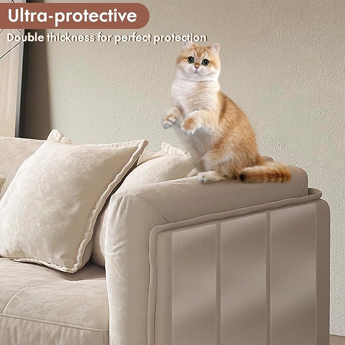 Cat Scratch Furniture Protector - 4.9"x500" Couch Protector from Cat Claws with 50 Pins, Clear Anti Scratch Furniture Protector Cat Couch Protector for Furniture、Door、Wall