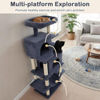 Tangkula 70 Inch Tall Cat Tree, Multi-Level Large Cat Tower with Sisal Scratching Posts, Plush Top Perch, 2 Condos, Hammock, 2 Dangling Balls, Cat Tree Tower for Indoor Cats Large Adults (Dark Grey)
