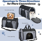Zavothy TSA Airline Approved Soft-Sided Pet Carrier for Small to Medium Cats and Puppies, Up to 15 Lbs – Collapsible Travel Carrier for Dogs & Cats, Grey