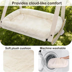 Kilodor Cat Window Perch, Cat Hammock for Window with 4 Strong Suction Cups - Easy Assembly, Solid Wood Frame with Large Cats Bed - Supports Up to 40lbs for Indoor Cats Beige