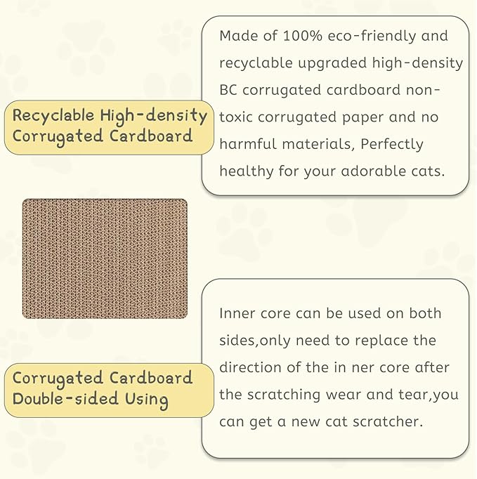 Cat Scratcher Cat Scratch Pad L Shape Wall Mounted Dual Use (Vert/Horiz) Kitten Bunifa Scratching Card Board Vertical Post with Ball Toys Feathers (Cat Scratching Post Accessories)