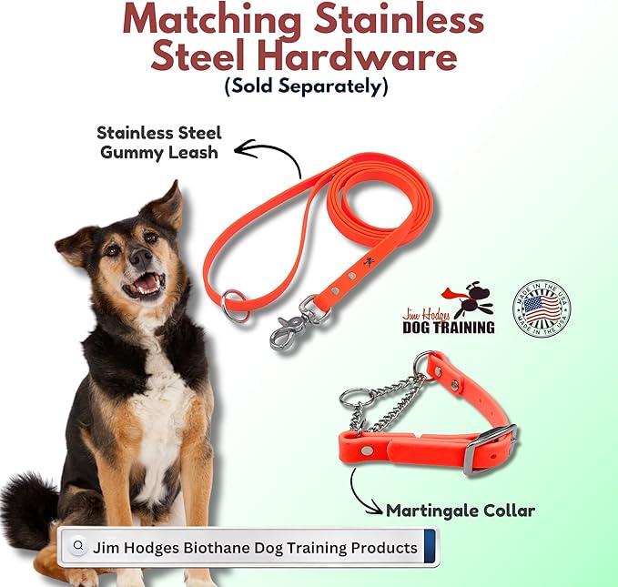 Martingale Collar for Dogs, Biothane, Stainless Steel Hardware, No Pull, Made in The USA, Professional Grade, XXS, Orange