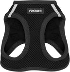 Best Pet Supplies - All Weather Mesh / Plush, Reflective, No Pull Harness for Small, Medium Dogs, Cats - Secure with Hook & Loop Fastener, Buckle, Double D-Rings - Black/Black Trim, L