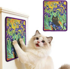 Cat Scratcher Wall Art, Sisal Home Decor Cat Scratch Mats, Wall Mount Kitten Scratching Pad with Hoop and Loop Adhesives, Cardboard Post Alternative for Indoor, Irises
