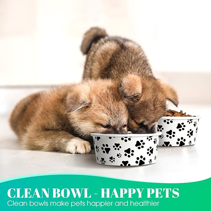 30 Pieces Disposable Dog Bowls 12 oz Small Pet Feeding with Printed Pattern Dishes for Small Pet Paper Food Travel Bowls for Feeding Dogs and Cats Puppies Dry Wet Food Water