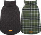Kuoser Waterproof Dog Coat, Reversible Dog Jacket for Small Dogs, Adjustable Durable Doggie Winter Coat Warm Cozy Puppy Cold Weather Apparel from Small to Large Breed, Green S
