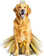 2 Pcs Dog Crown Headband Dog Tutu Dress Set Crystal Rhinestone Tiara Crown Tutu Skirt Pet Dress Costume for Puppy Birthday Party Wedding Photo Prop Costume