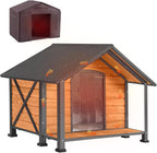 GUTINNEEN Dog House Outdoor & Indoor Insulated Dog Kennel with Liner for Winter Waterproof Dog Crate for Small & Medium & Large Dogs,Unique All-Around Iron Frame
