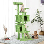 Cat Tree 53 inches Cat Tower for Indoor Cats Cat House with Replaceable and Removable Dangling Ball Cat Trees and Towers with Funny Toys, Green