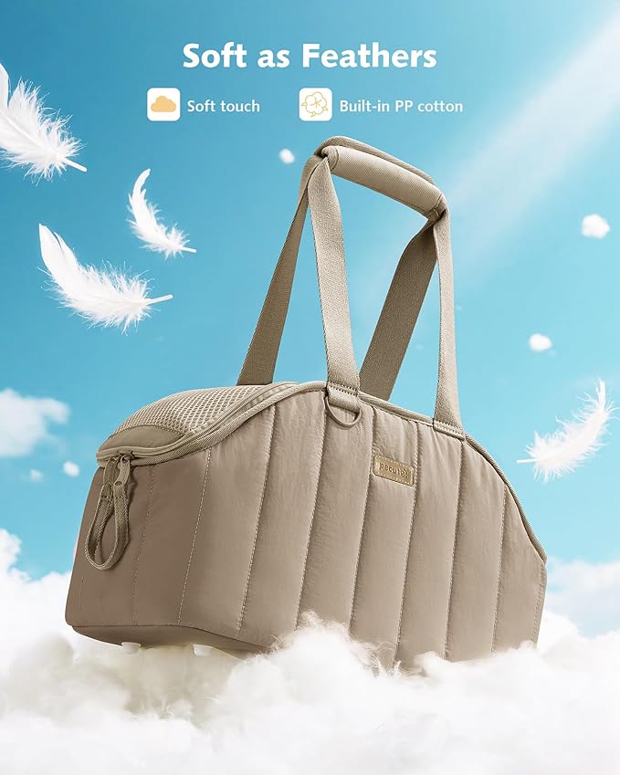 Pecute Dog Purse Carrier, Lightweight Dog Carriers for Small Dogs with Large Pockets, Dog Soft-Sided Carriers up to 6.6lbs, Pet Carrier for Puppy Cat, Suitable for Travel, Subway, Khaki
