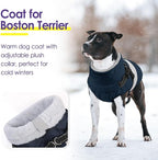 SUNFURA Dog Winter Coat, Waterproof Dog Coat Jacket with Harness for Medium Dogs Boys Girls, Reflective Fleece Lined Pet Snow Jacket Sweaters for Pug, Jack Russel, Boston Terrier, Navy Blue M