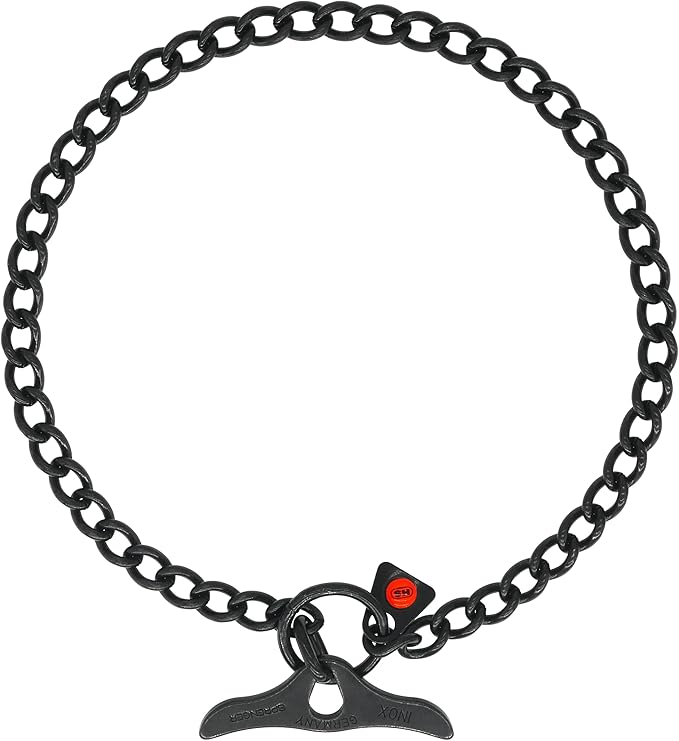 Herm Sprenger Black Stainless Steel Dog Training Collar with Toggle and Round Links Dog Chain for Small Medium Large Dogs Made in Germany (22in (Neck Size up to 20in))