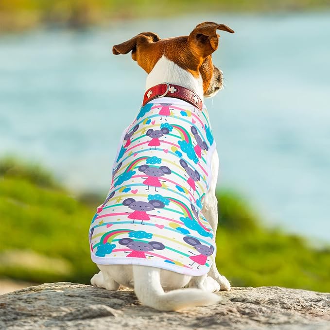 Saintrygo 10 Pcs Lovely Puppy Shirts Print Dog Clothes Breathable Summer Pet Cartoon Dog Shirt Clothes Sweatshirt for Puppy Cartoon Shirt Sweatshirt to Cat(Large)