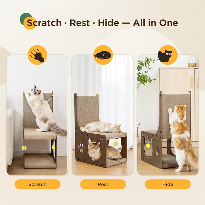 Gimars Walnut Chair Cat House, MZB-HCS-H
