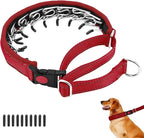 Martingale No Pull Dog Collar for Large Medium Small Dogs, Heavy Duty Nylon Reflective Adjustable Anti Pull Slip Collar with Buckle for Training Walking M Red