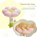 47.3" Flower Cat Tree, Multi-Level Cat Tower with Sisal Covered Scratching Posts Cute Cat Condo for Indoor Small Medium Cats Top Perch (Green)
