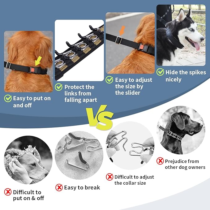 Mayerzon Dog Collar, Patented Martingale No Pull Collar for Small Medium Large Dogs with Buckle for Walking Training, Hidden Design (Black, Large,2.5mm,18.5"-23.5" Neck)