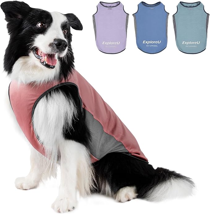 Dog Shirt, Cooling Vest Lightweight Breathable, Dog T-Shirts All-Season UV Protection Pet Clothes Quick Dry Soft Stretchy Pet Shirt Vest for Small Medium Large Dogs (Brier Rose 1PC, Large)