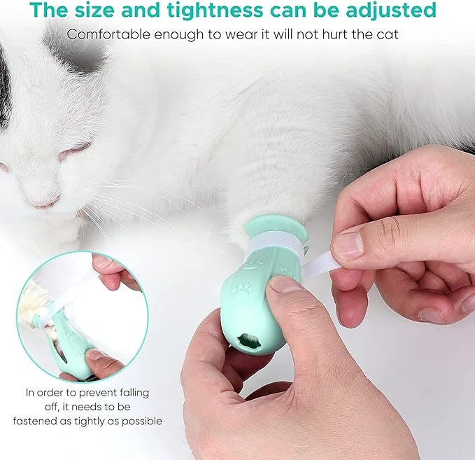 Yanniwani Cat Scratch Cover & Boots for Cats, Adjustable Bathing Gloves (Pink)